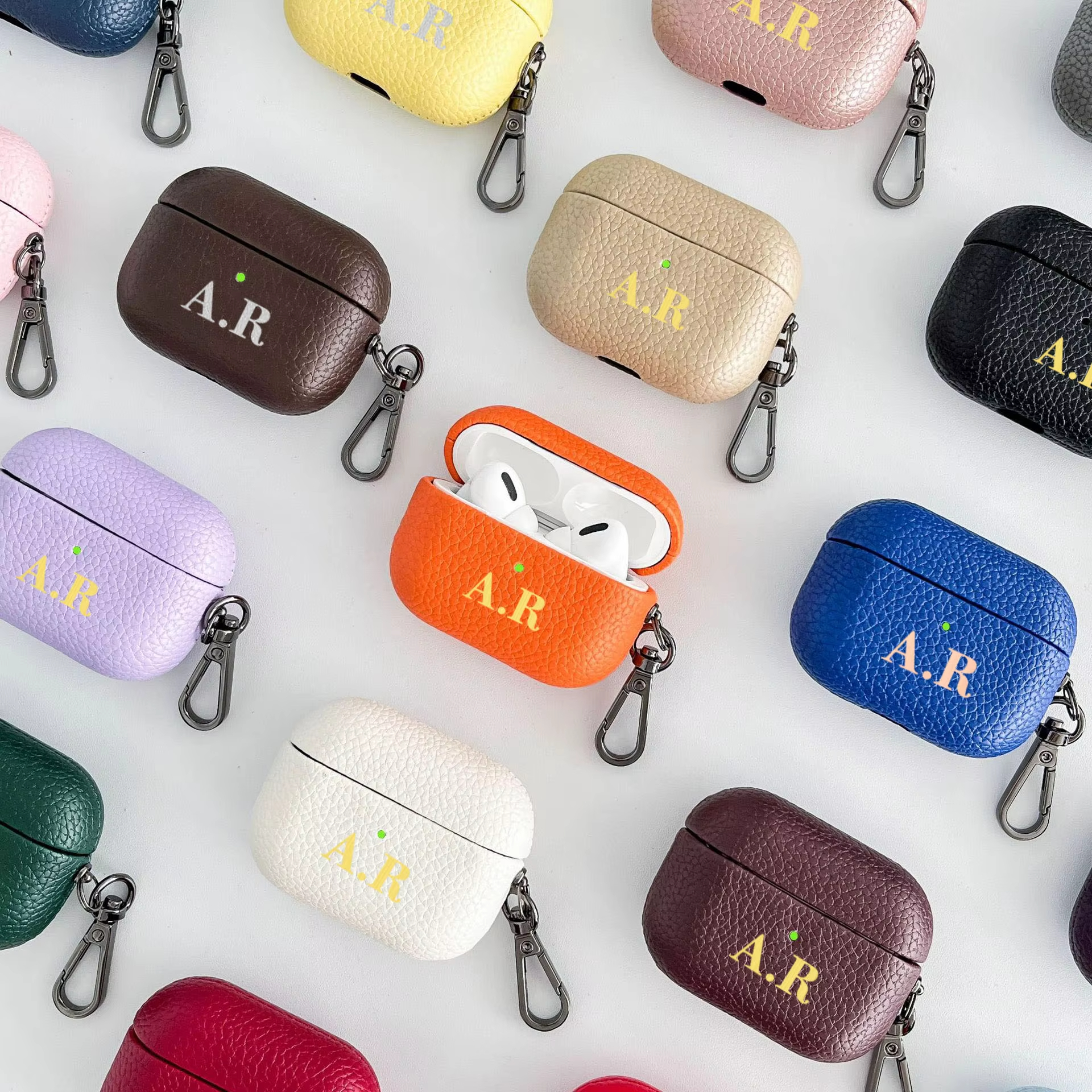 Monogram Keychain Leather - Персонализированные инициалы с буквами, индивидуальный чехол