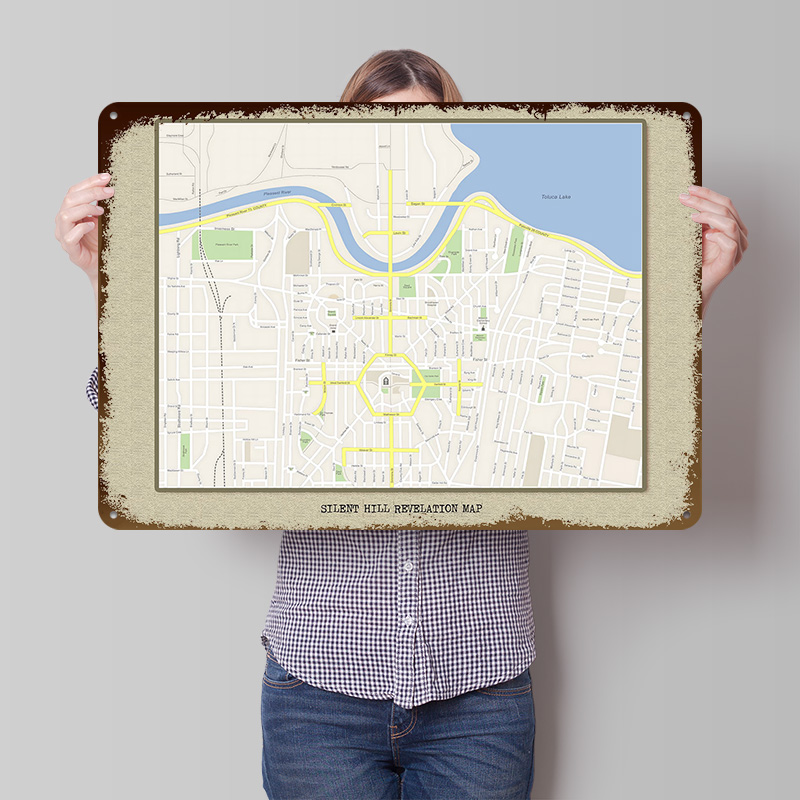 Custom Map Poster - Металлический постер Silent Hill Revelation Map,