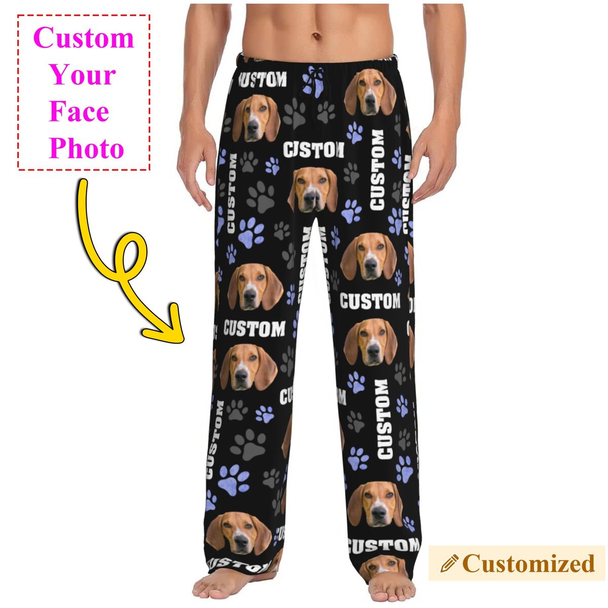 Pet Portrait Custom - Men Custom Dog Photo Pajama Pants