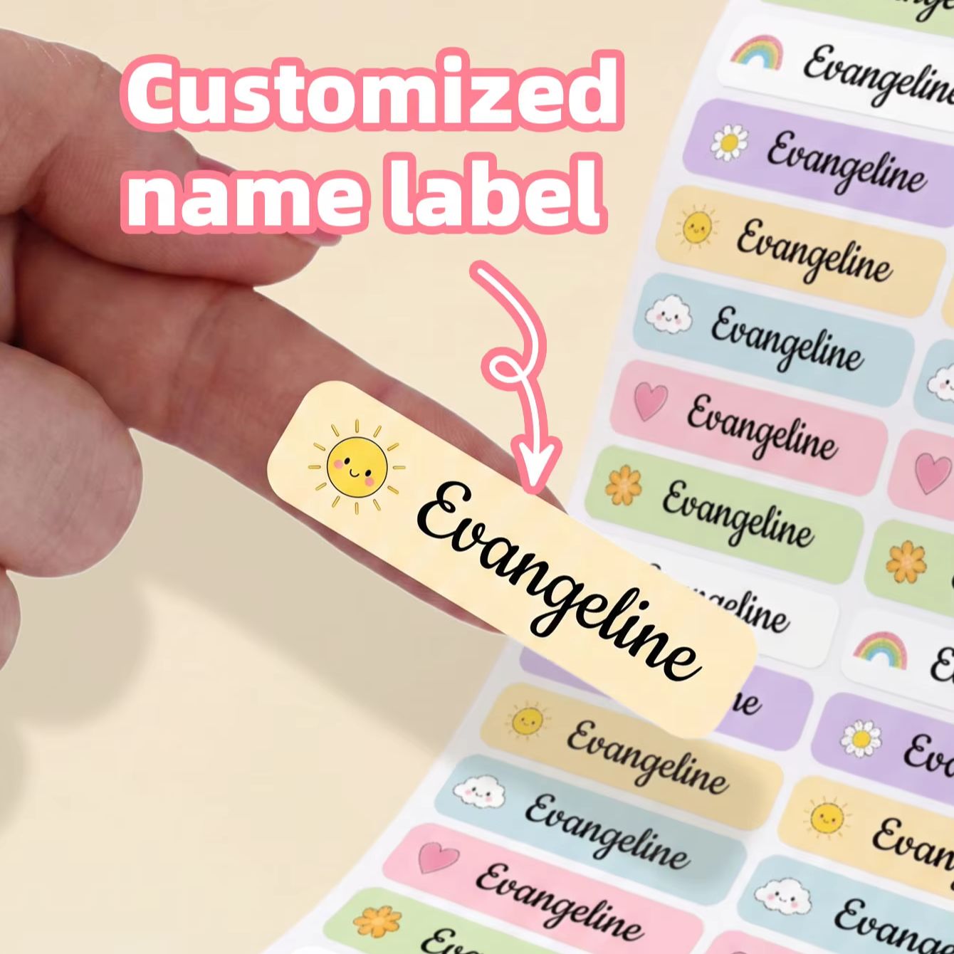 Personalized Name Box - 1-220 шт. персонализированных именных наклеек, водонепроницаемые