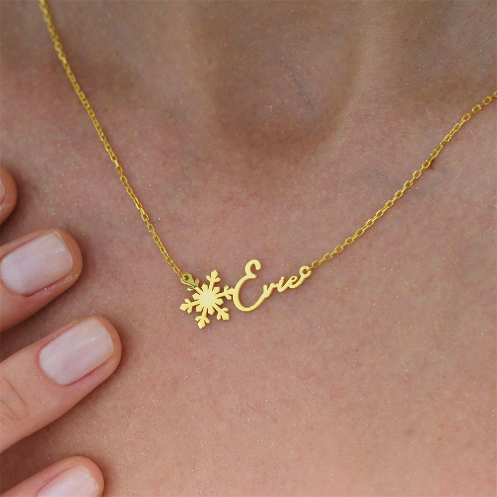 Birth Flower Necklace - Простое ожерелье с именем на заказ,