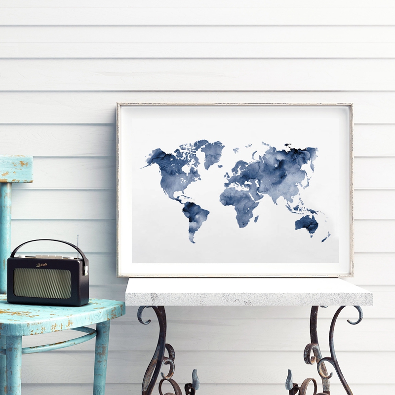 Custom Star Map - Постер с изображением синей карты мира,