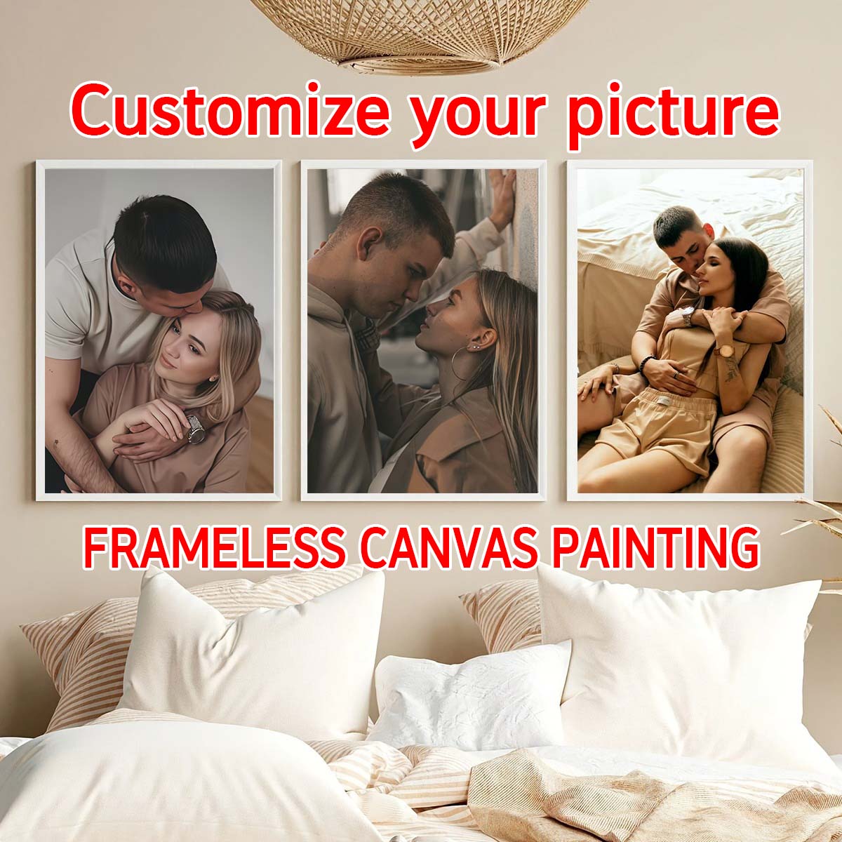 Engraved Wood Frame - Триптих - 2D-картина с индивидуальным фото