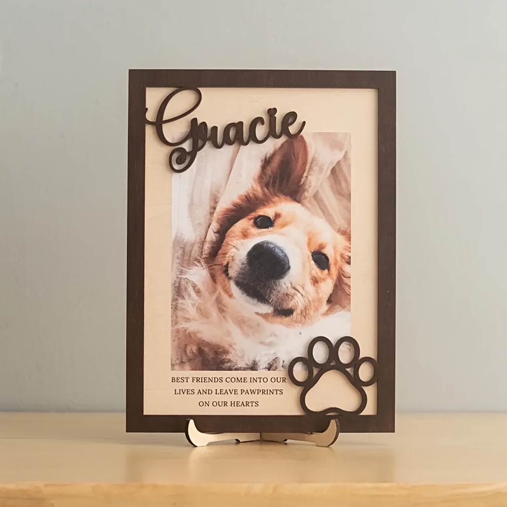 Engraved Wood Frame - Персонализированная деревянная фоторамка для питомца с