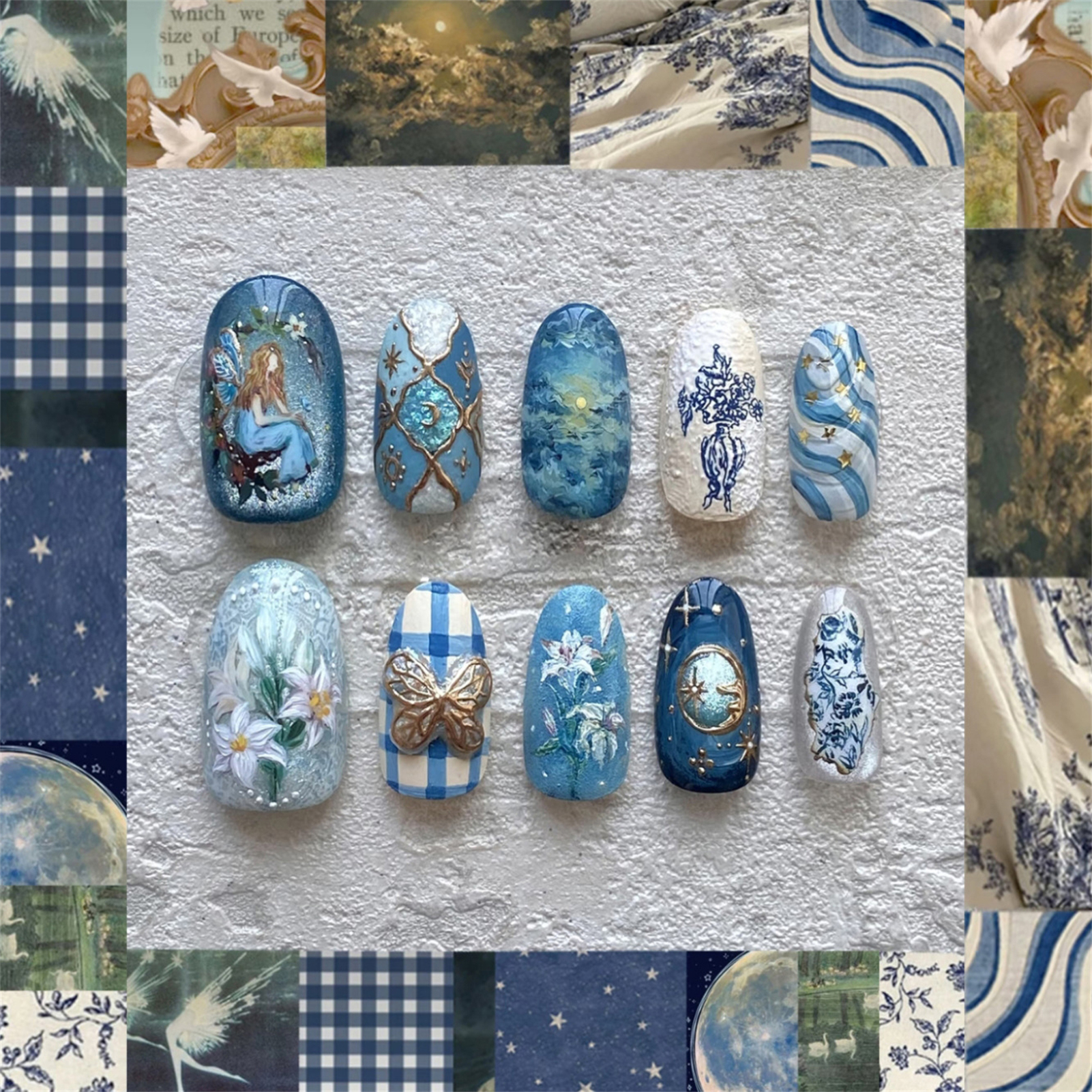 Pressed Flower Art - 24 шт., винтажные садовые накладные ногти,
