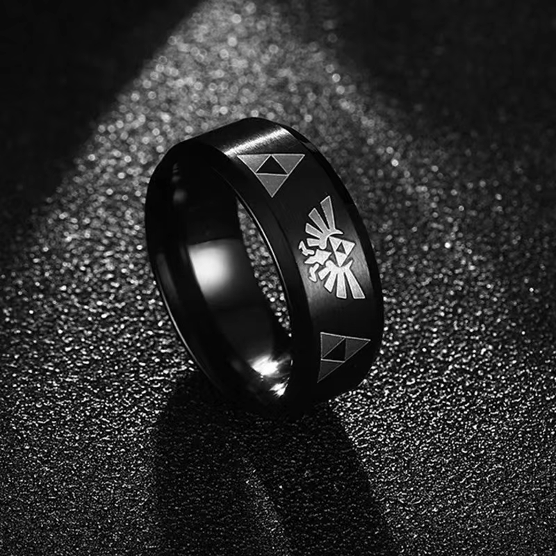 Initial Ring Custom - Модное аниме Triforce треугольное кольцо из