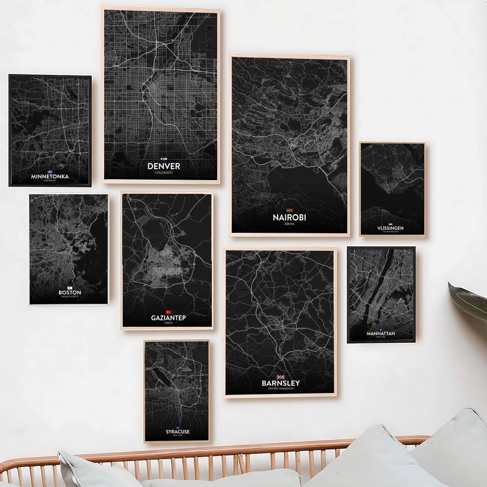 Custom Map Poster - Париж, Лондон, Нью-Йорк, карта города, постер