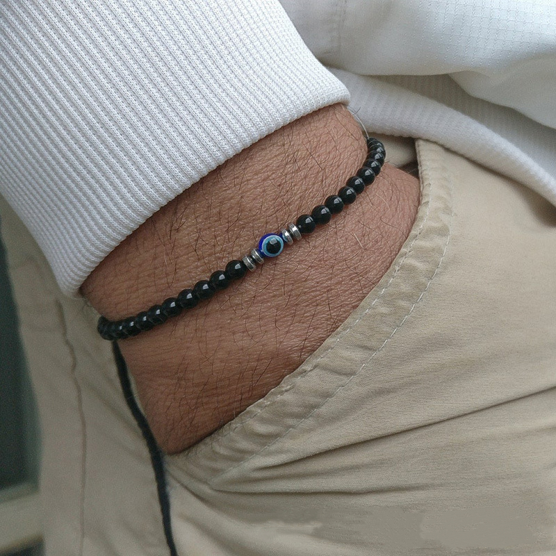 Coordinates Bracelet - Модный 4 мм обсидиан, гематит, натуральный