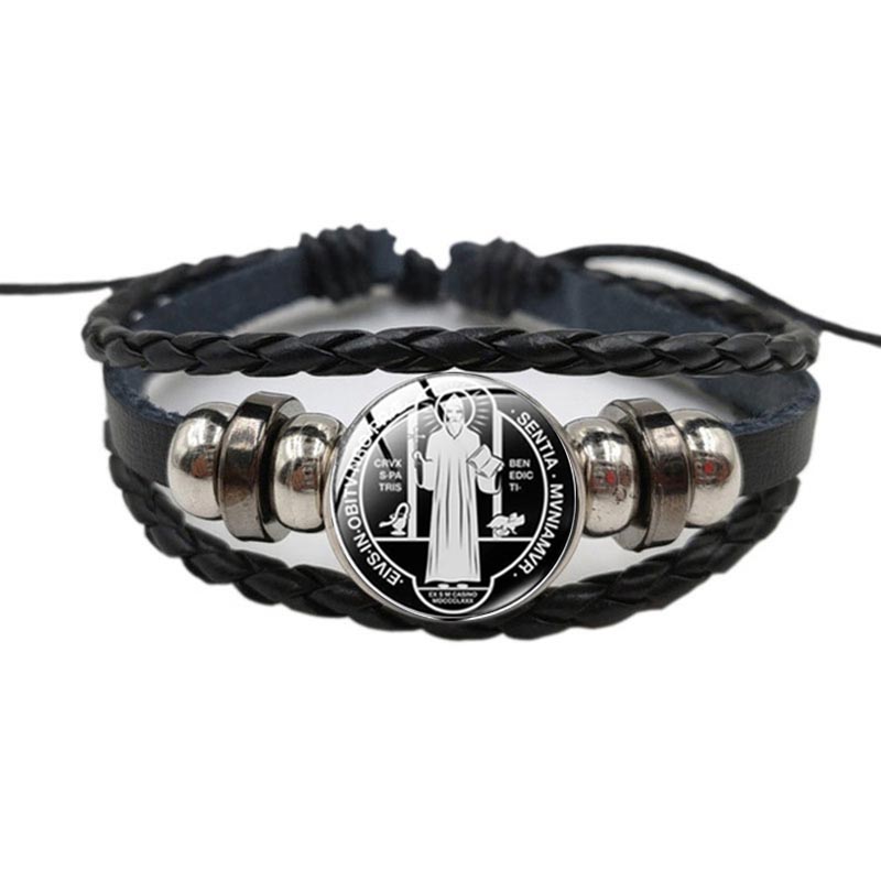 Coordinates Bracelet - Католический кожаный браслет экзорцизма Святого Бенедикта