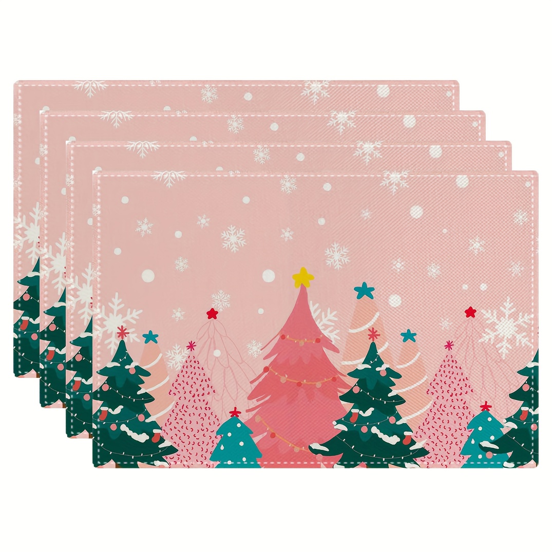 Family Tree Print - Розовые салфетки с принтом рождественской елки