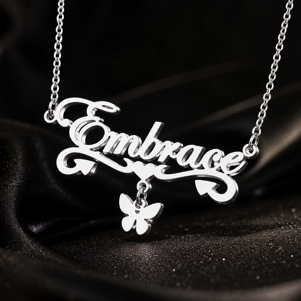 Name Necklace Custom - Ожерелье с именем в виде бабочки