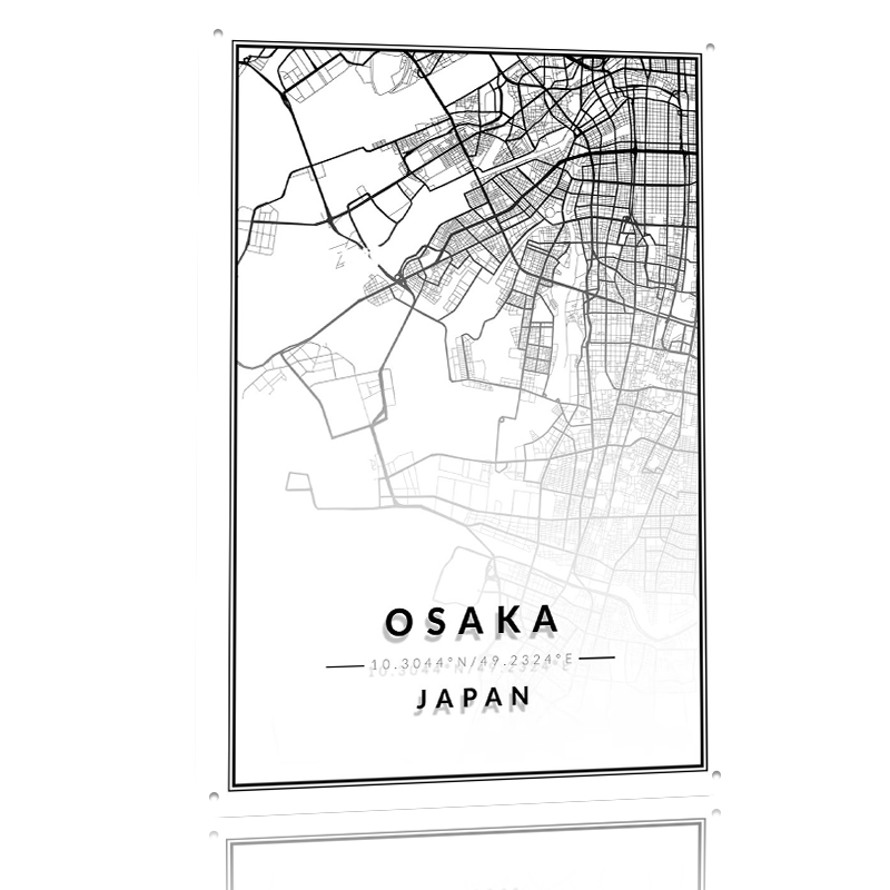 Карта Осаки с 3D-текстурой, пе – обзор и цена Custom Map Poster