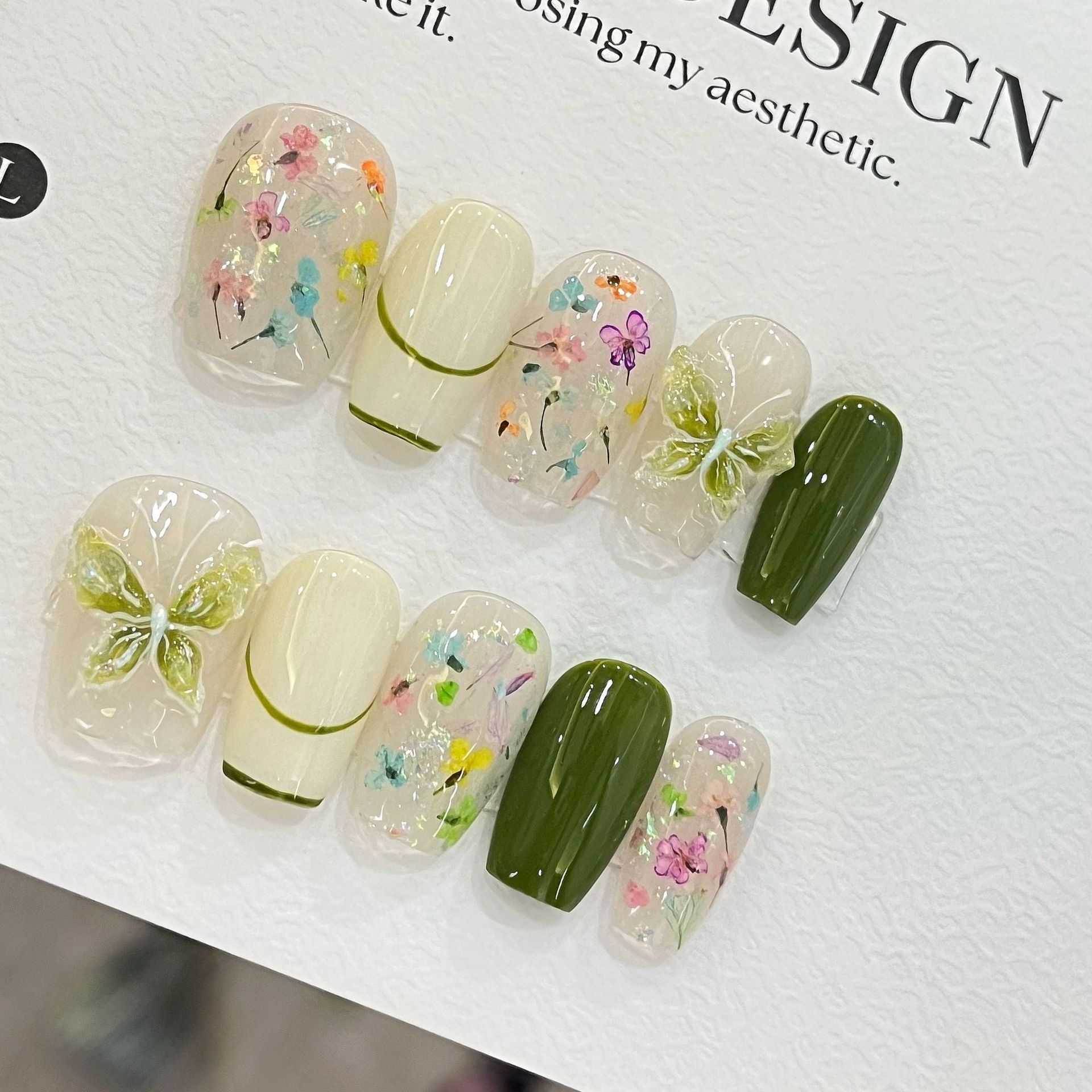10 шт. накладных ногтей «Бабоч – обзор и цена Pressed Flower Art