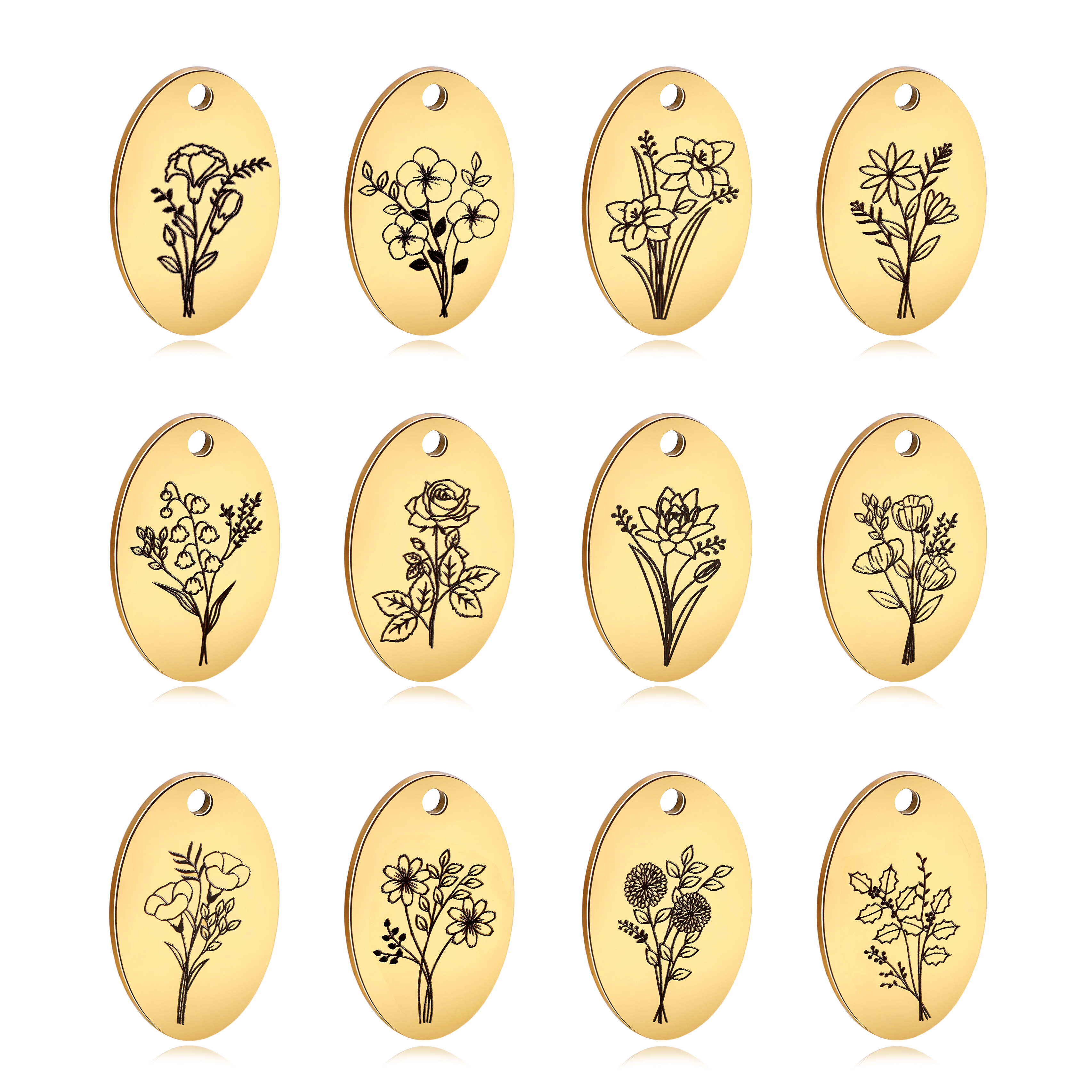5 шт. Овальные Подвески в форм – обзор и цена Birth Flower Necklace