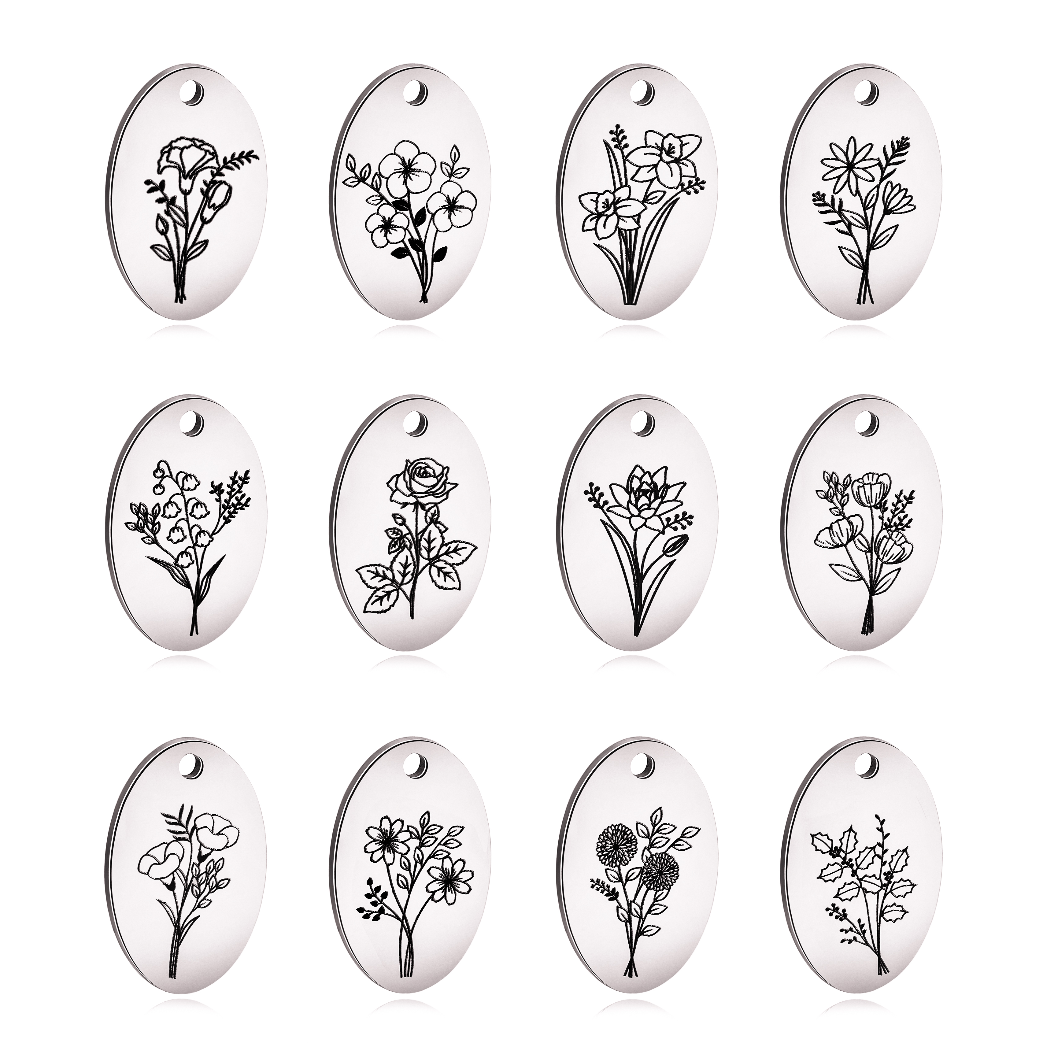 5 шт. Овальные Подвески в форм – обзор и цена Birth Flower Necklace