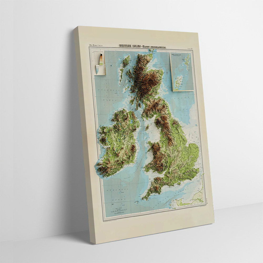 3D рельефная карта Британских  – обзор и цена Custom Map Poster
