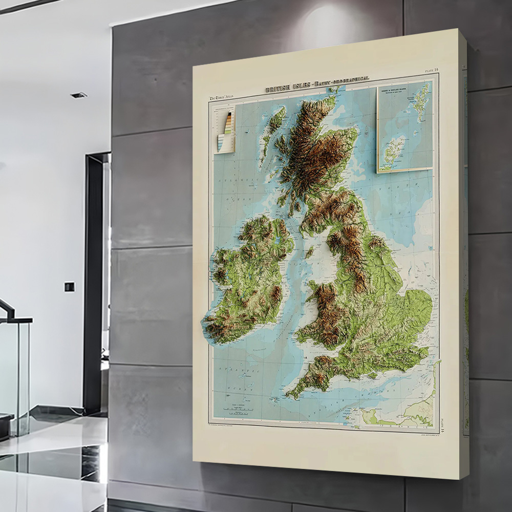 3D рельефная карта Британских  – обзор и цена Custom Map Poster