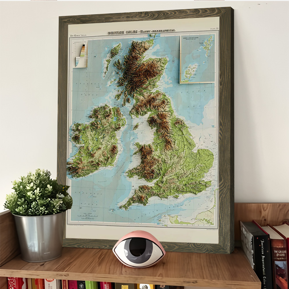 3D рельефная карта Британских  – обзор и цена Custom Map Poster