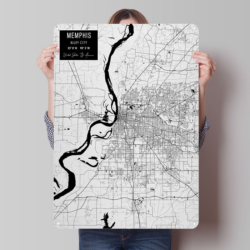 Мемфис TN США Жесть Вывески Ка – обзор и цена Custom Map Poster