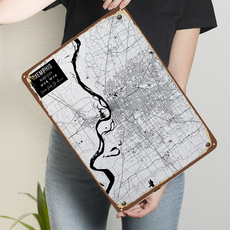 Мемфис TN США Жесть Вывески Ка – обзор и цена Custom Map Poster