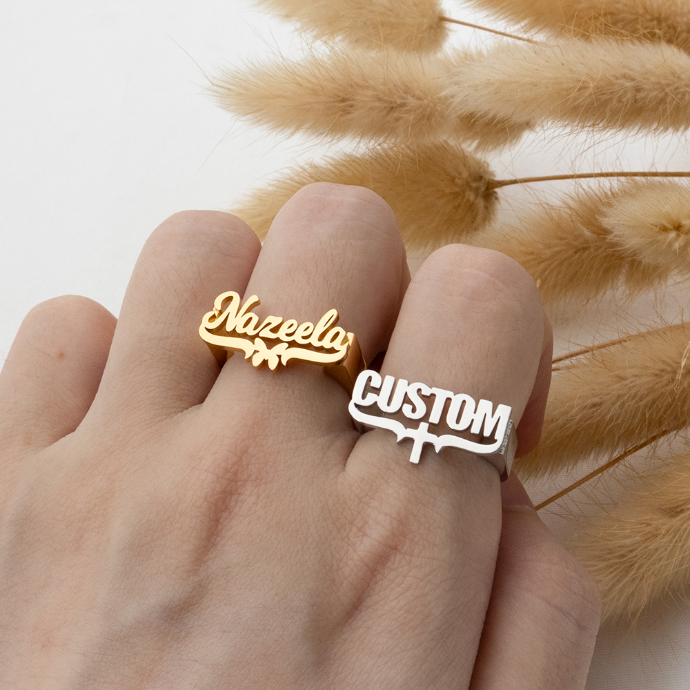 Кольца с именем по индивидуаль – обзор и цена Initial Ring Custom