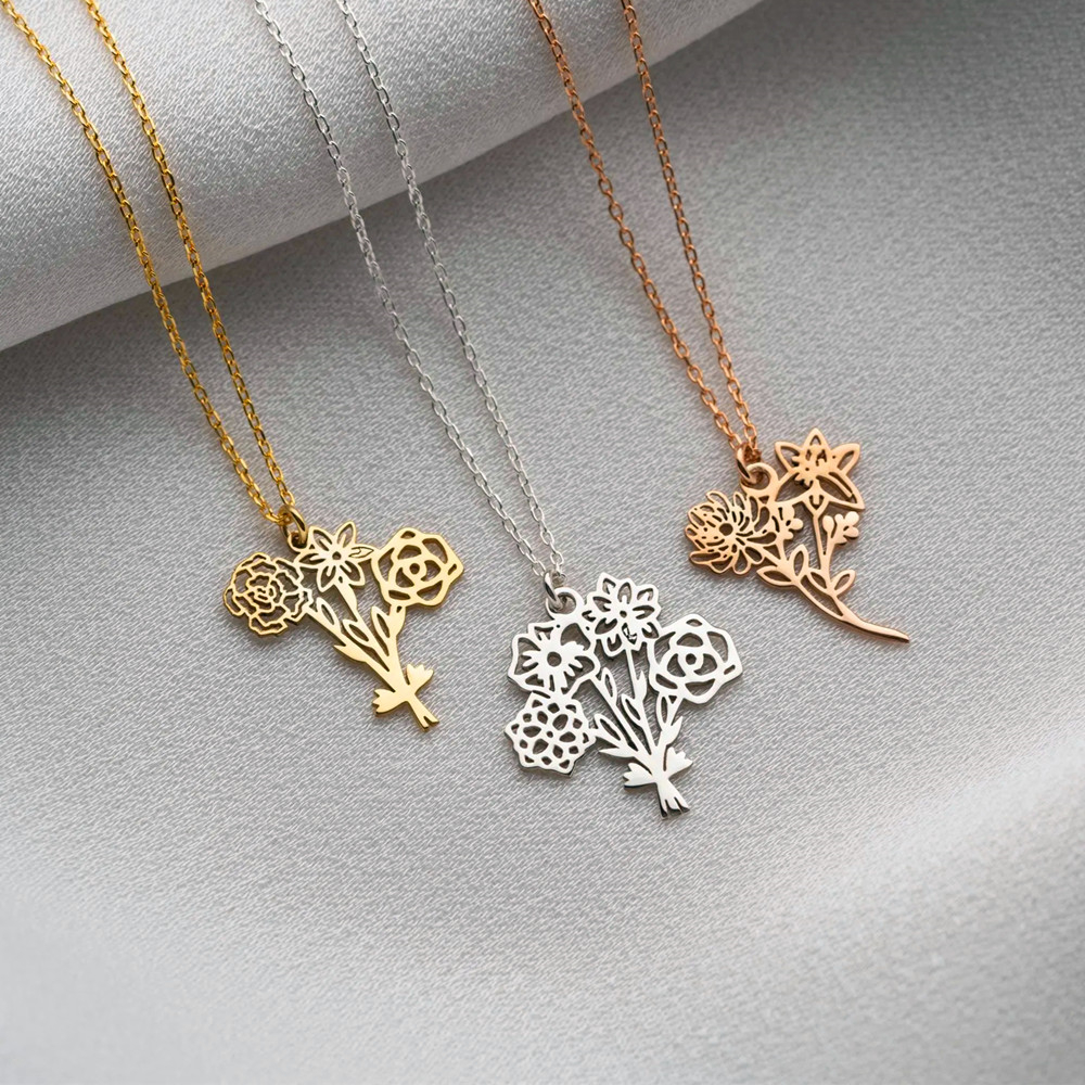 Персонализированное ожерелье с – обзор и цена Birth Flower Necklace