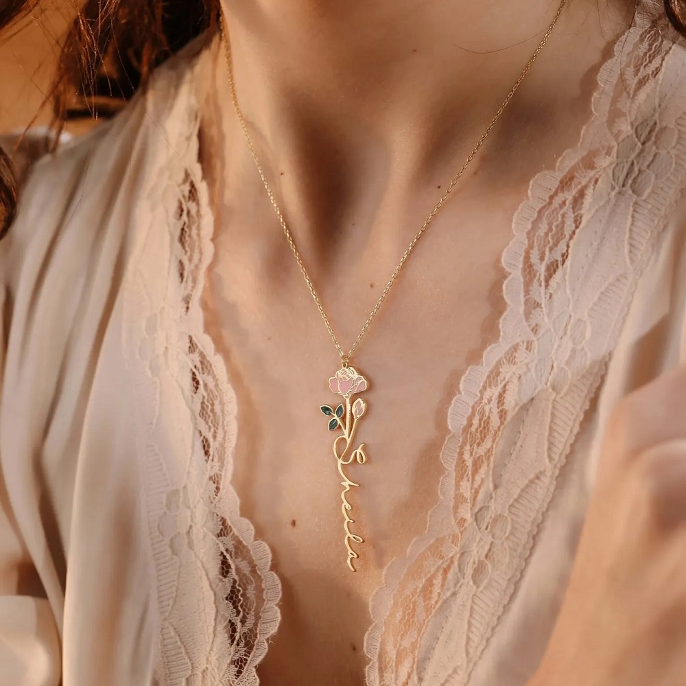 Персонализированное ожерелье с – обзор и цена Birth Flower Necklace