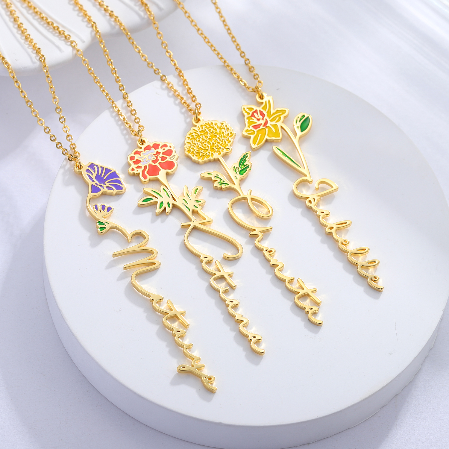 Персонализированное ожерелье с – обзор и цена Birth Flower Necklace
