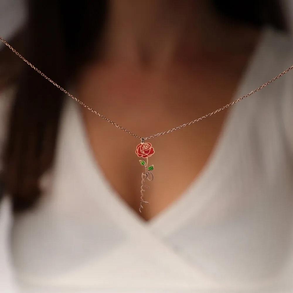 Персонализированное ожерелье с – обзор и цена Birth Flower Necklace