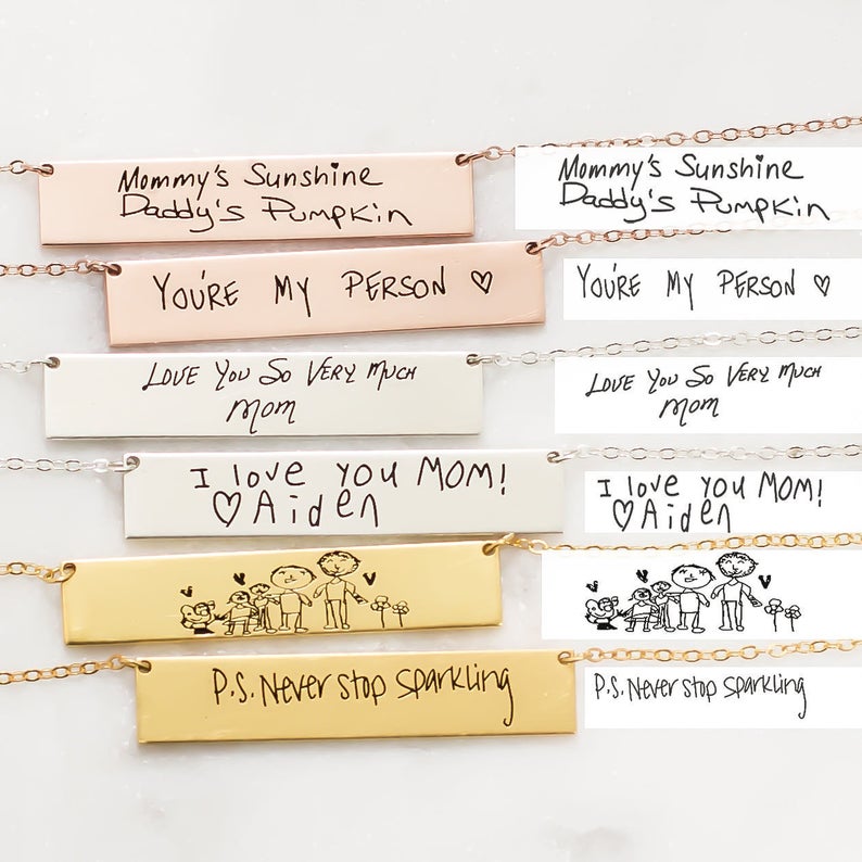 Оригинальное ожерелье с именем – обзор и цена Handwriting Necklace Bar
