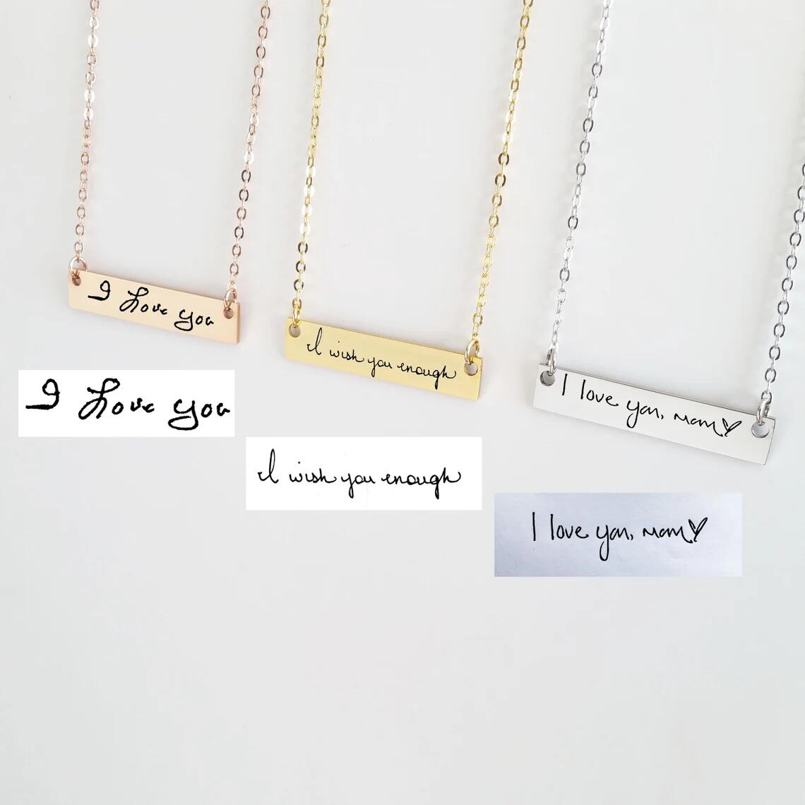 Actual Handwriting Bar Necklac – обзор и цена Handwriting Necklace Bar