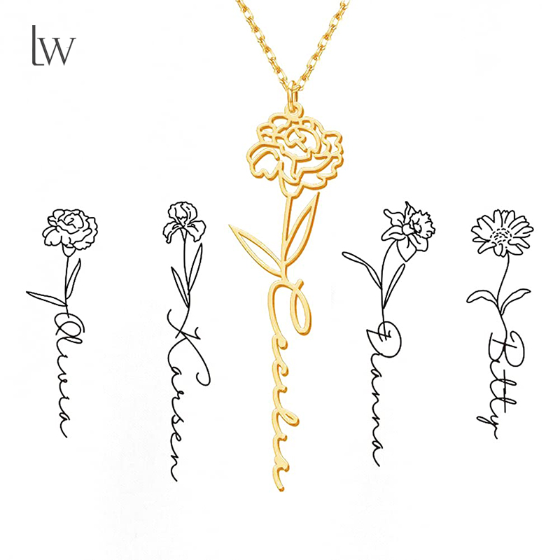 Персонализированное ожерелье с – обзор и цена Birth Flower Necklace