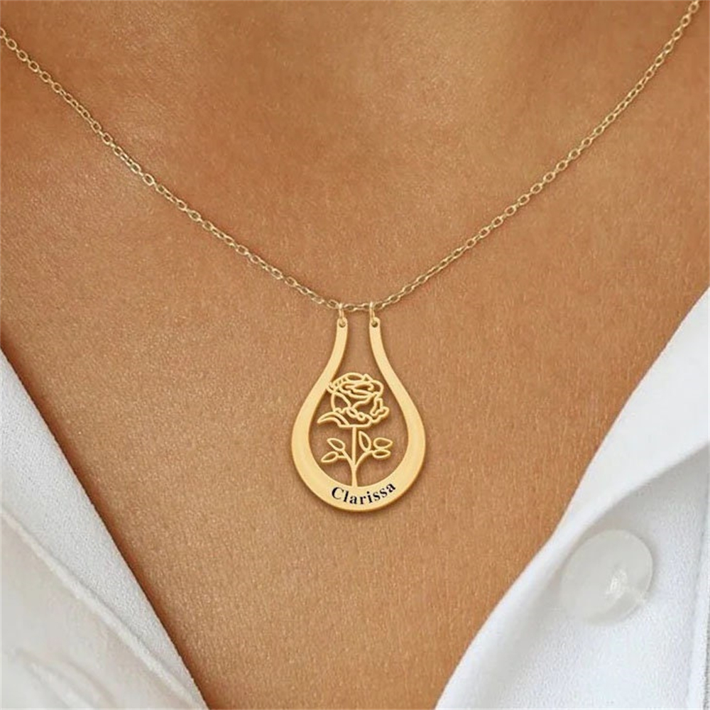 Ожерелье с выгравированным име – обзор и цена Birth Flower Necklace